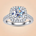 Cushion Cut Halo Moissanite Engagement Ring 3.96CTTW