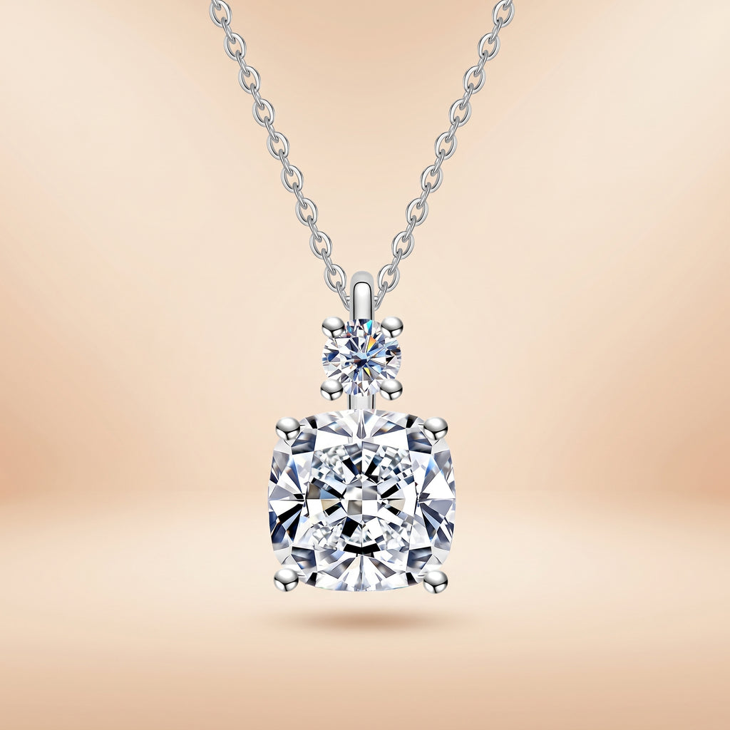 Cushion Cut Moissanite Pendant Necklace for Women (2/2.5ct)