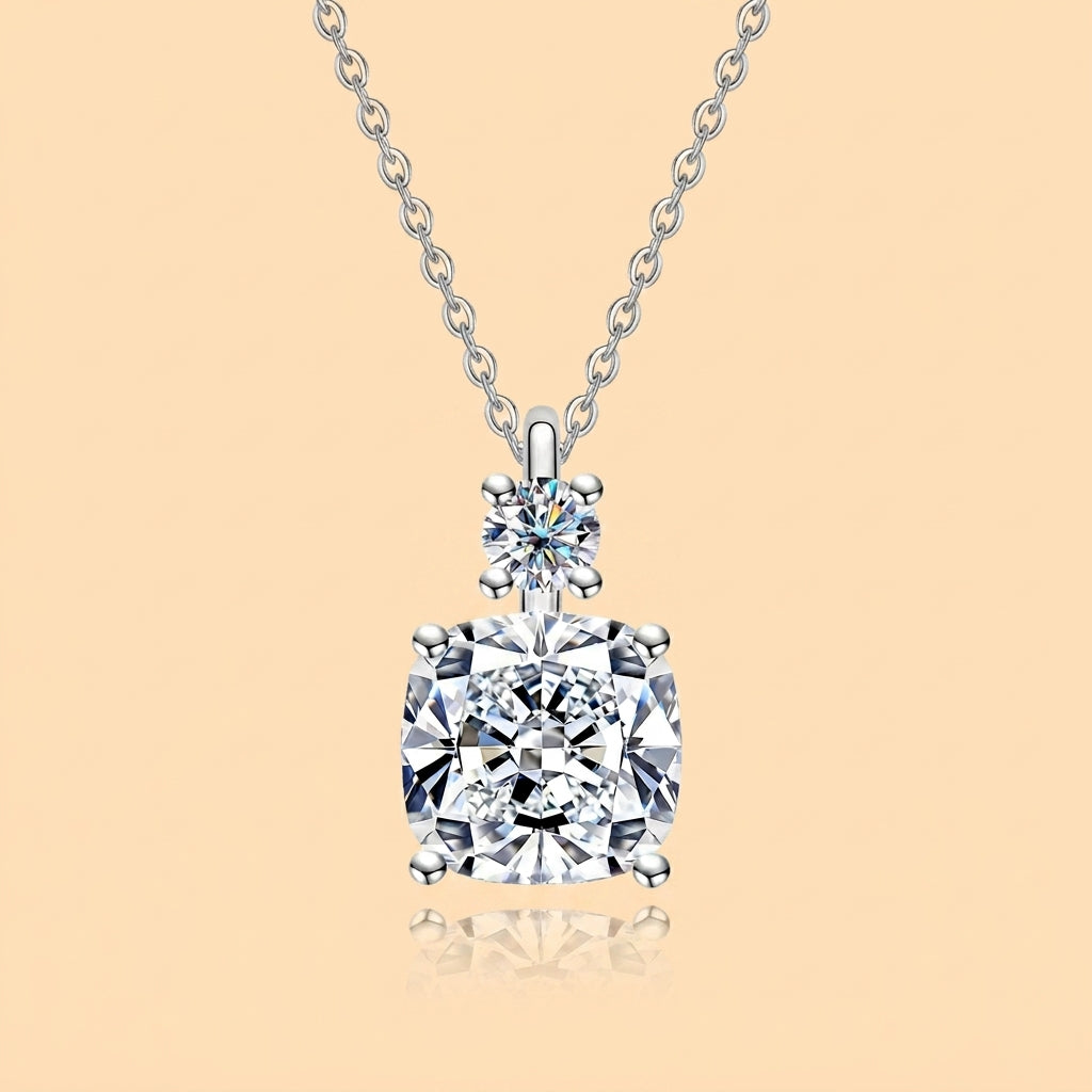 Cushion Cut Moissanite Pendant Necklace for Women (2/2.5ct)