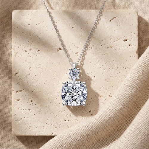 Cushion Cut Moissanite Pendant Necklace for Women (2/2.5ct)