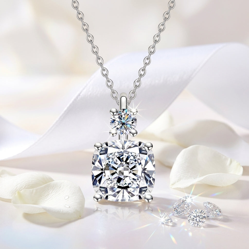Cushion Cut Moissanite Pendant Necklace for Women (2/2.5ct)