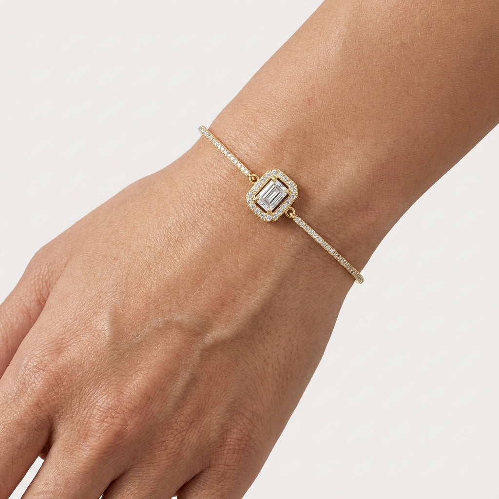 Montore Emerald Cut D Color VVS1 Moissanite Adjustable Bracelet