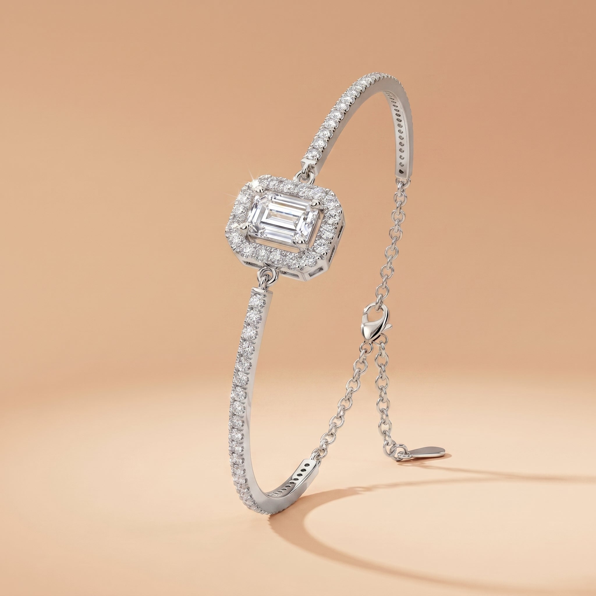 Montore Emerald Cut D Color VVS1 Moissanite Adjustable Bracelet