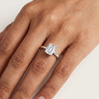 Emerald Cut Moissanite Engagement Ring 2CT Silver