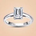 Emerald Cut Moissanite Engagement Ring 2CT Silver