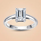 Emerald Cut Moissanite Engagement Ring 2CT Silver