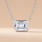 Montore 1 CT  Emerald Cut Moissanite Pendant Necklace for Women