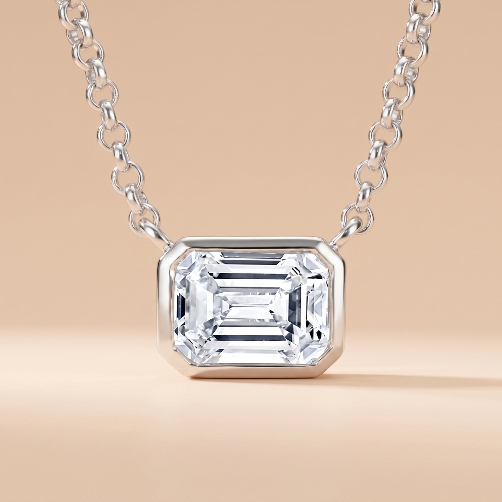 Emerald Cut Moissanite Pendant Necklace for Women (1 ct)