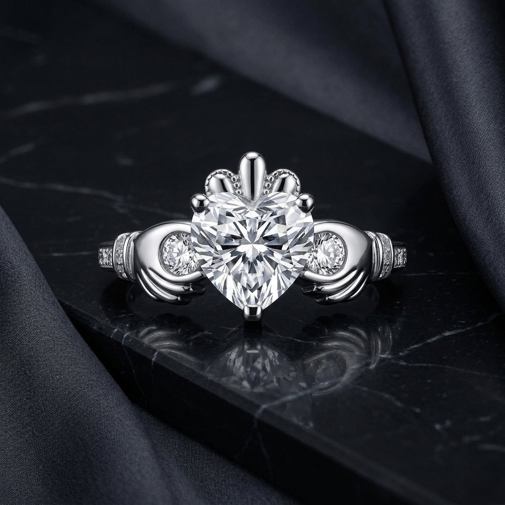 Heart Cut Moissanite Irish Engagement Ring 2.33CTTW