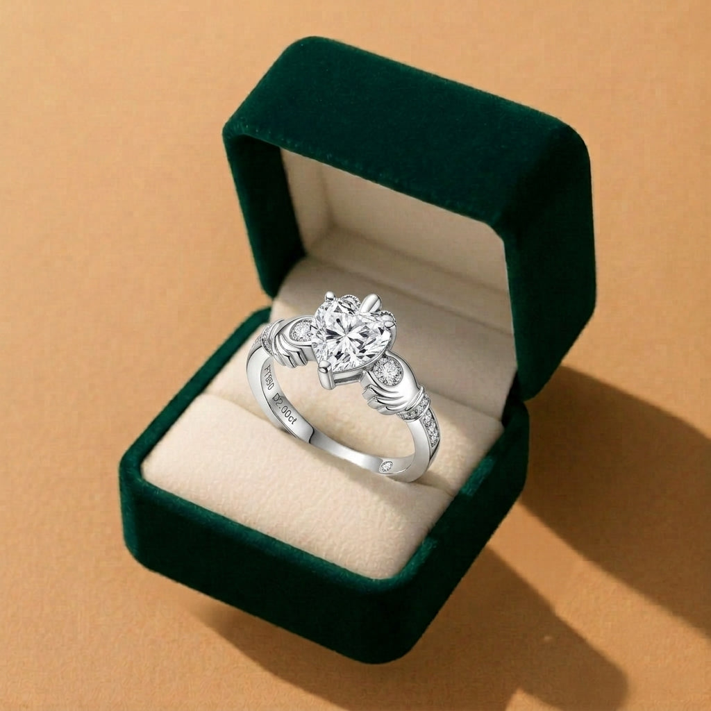 Heart Cut Moissanite Irish Engagement Ring 2.33CTTW