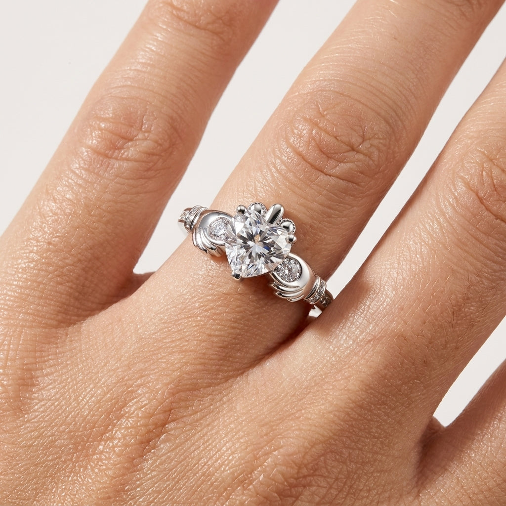 Heart Cut Moissanite Irish Engagement Ring 2.33CTTW