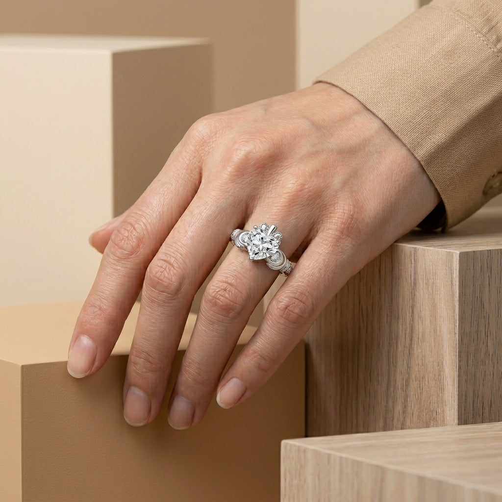 Heart Cut Moissanite Irish Engagement Ring 2.33CTTW