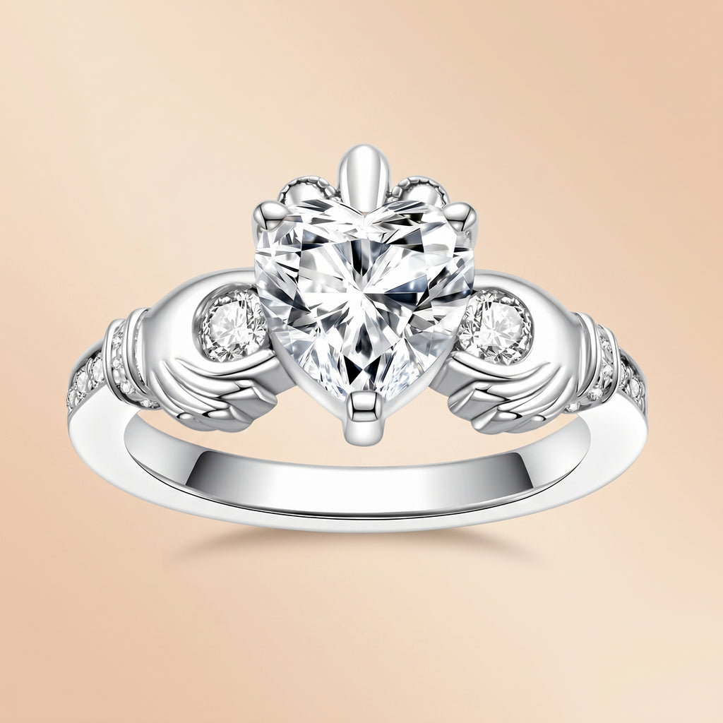 Heart Cut Moissanite Irish Engagement Ring 2.33CTTW