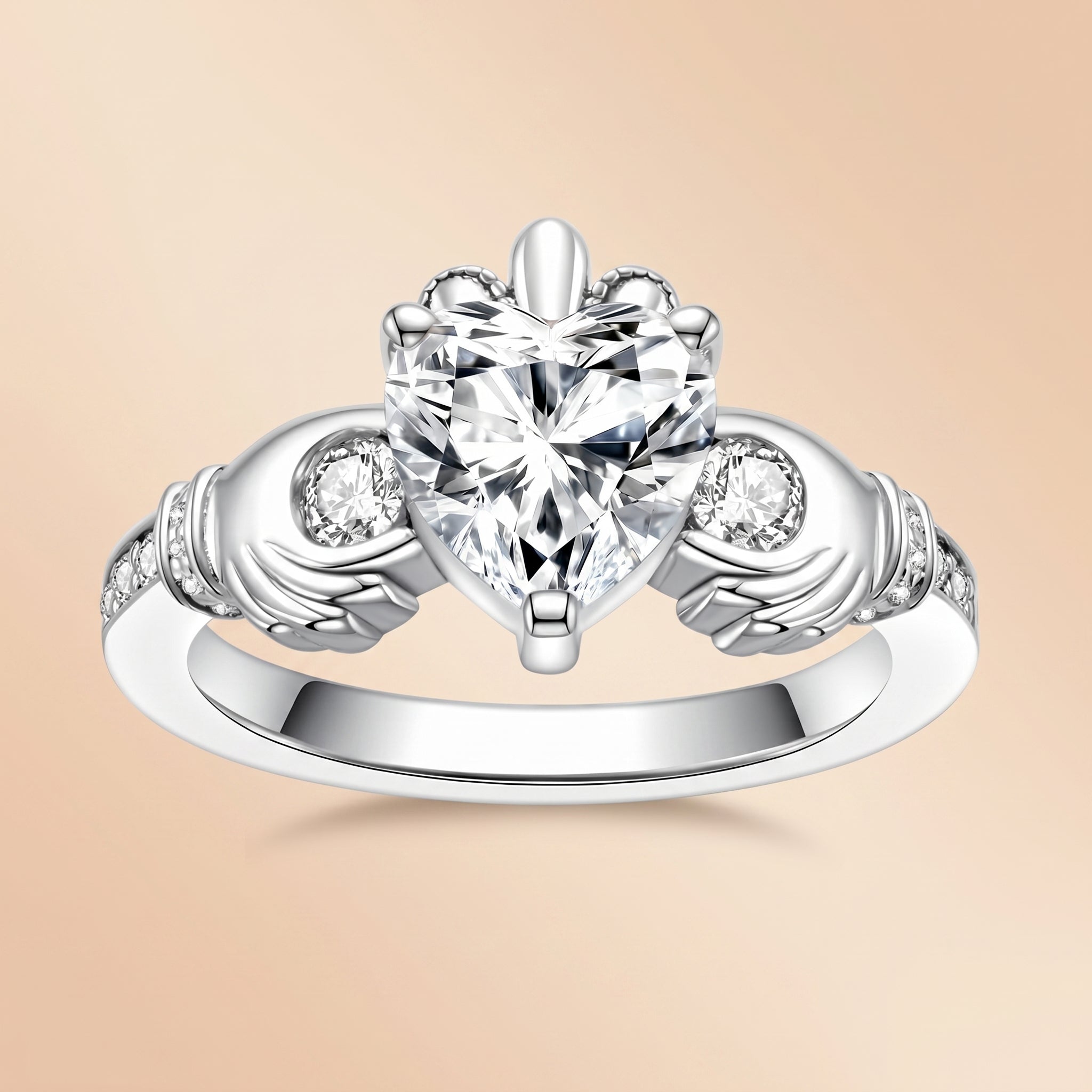 Heart Cut Moissanite Irish Engagement Ring 2.33CTTW
