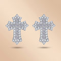 Iced Out Moissanite Cross Stud Earrings (0.78cttw)for Women