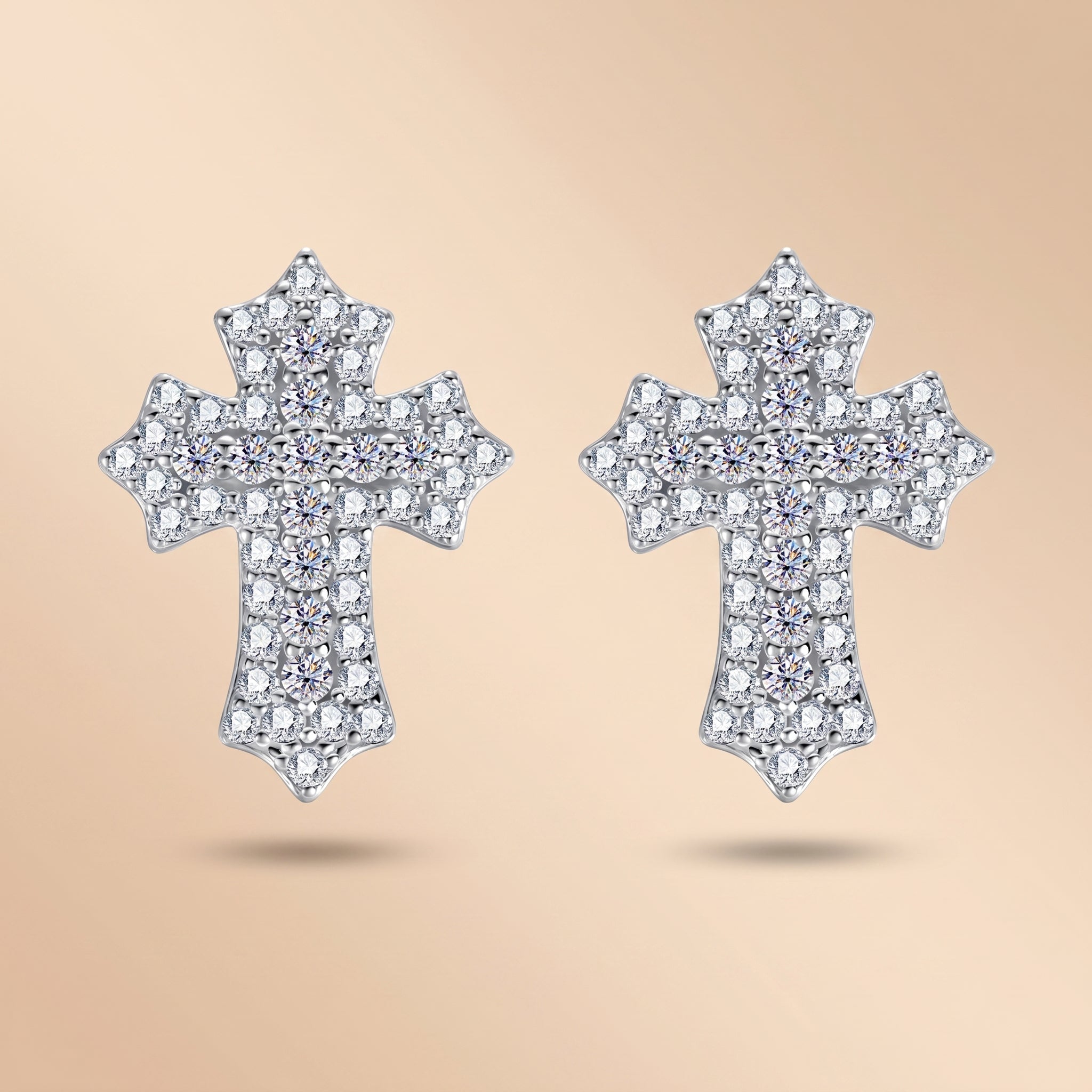Iced Out Moissanite Cross Stud Earrings (0.78cttw)for Women