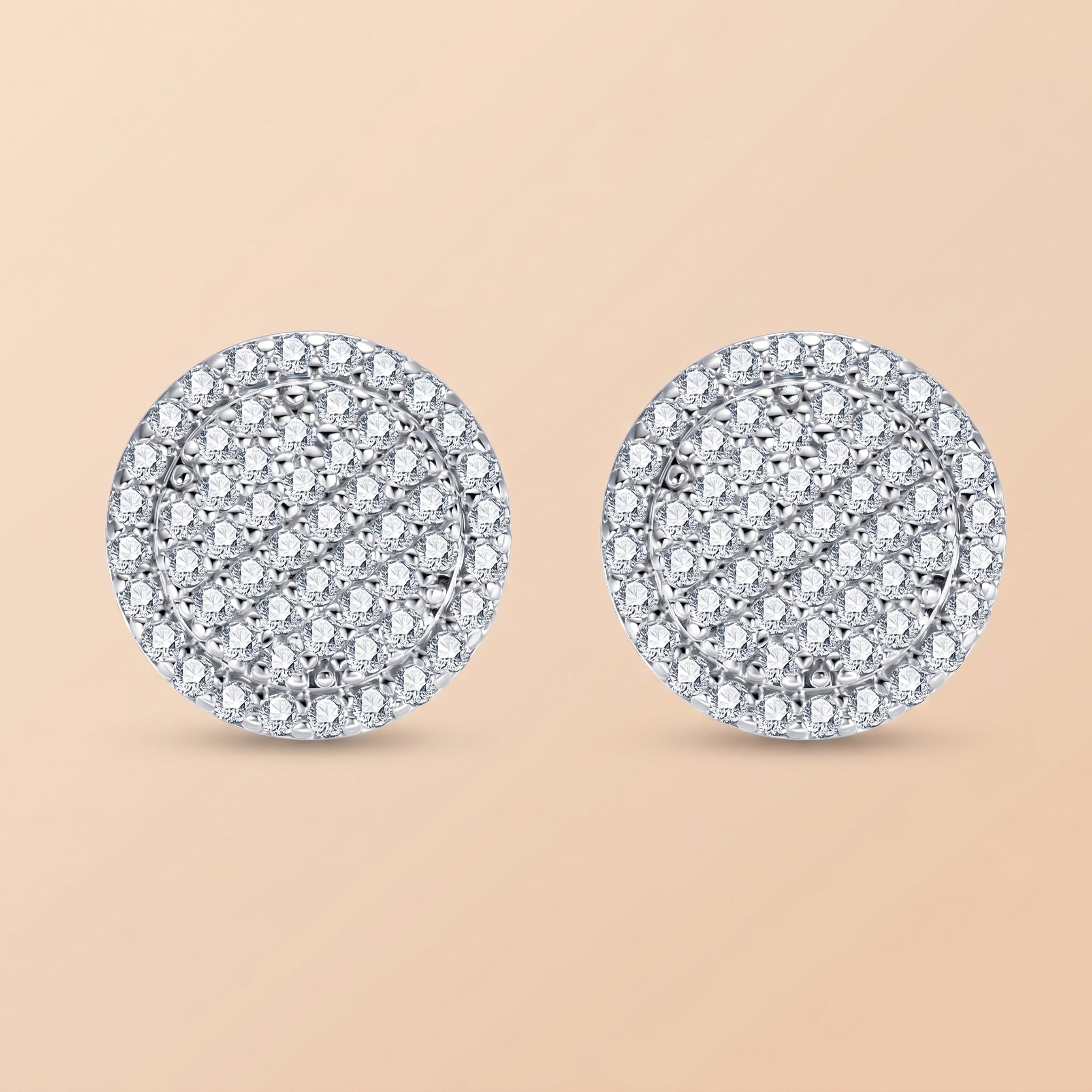 Iced Out Moissanite Round Stud Earrings (0.9cttw)for Women