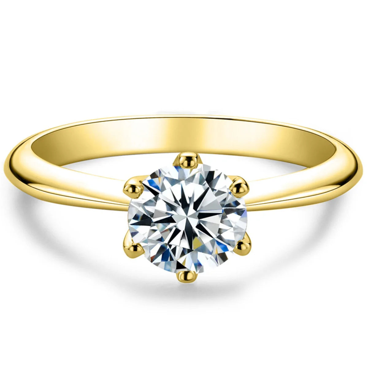 Round Cut Moissanite Engagement Ring (1–3CT) Silver