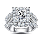 Princess Cut Halo Moissanite Ring for Women (3.88CTTW)