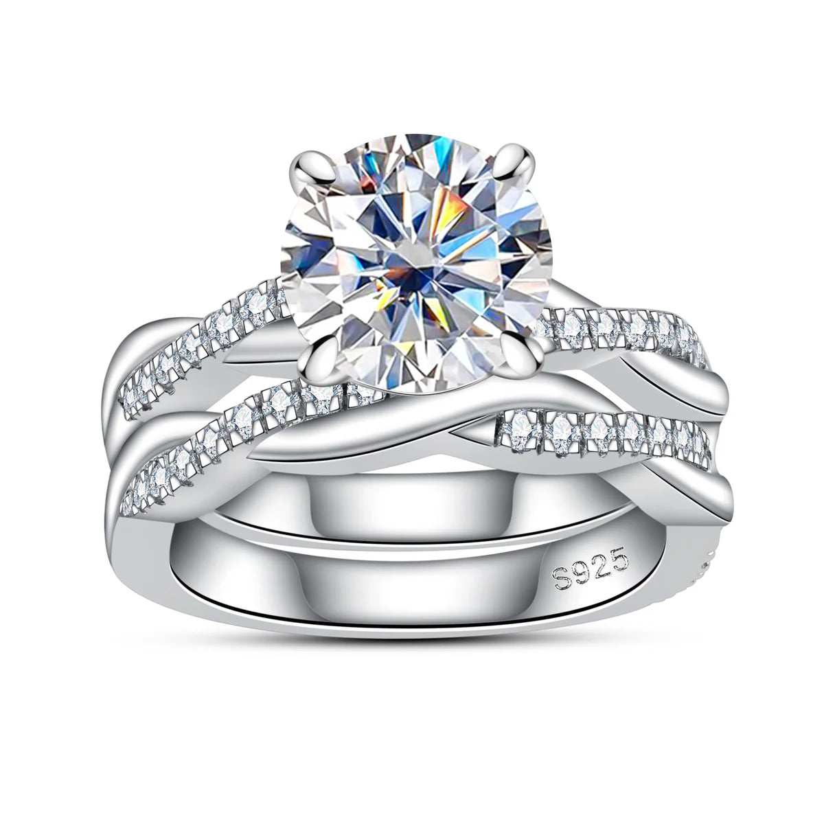 Round Cut Moissanite Wedding Bridal Ring 3.38CTTW