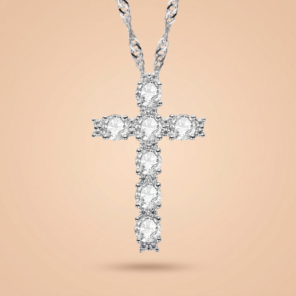 Montore 2.2 CTTW Moissanite Cross Pendant Necklace