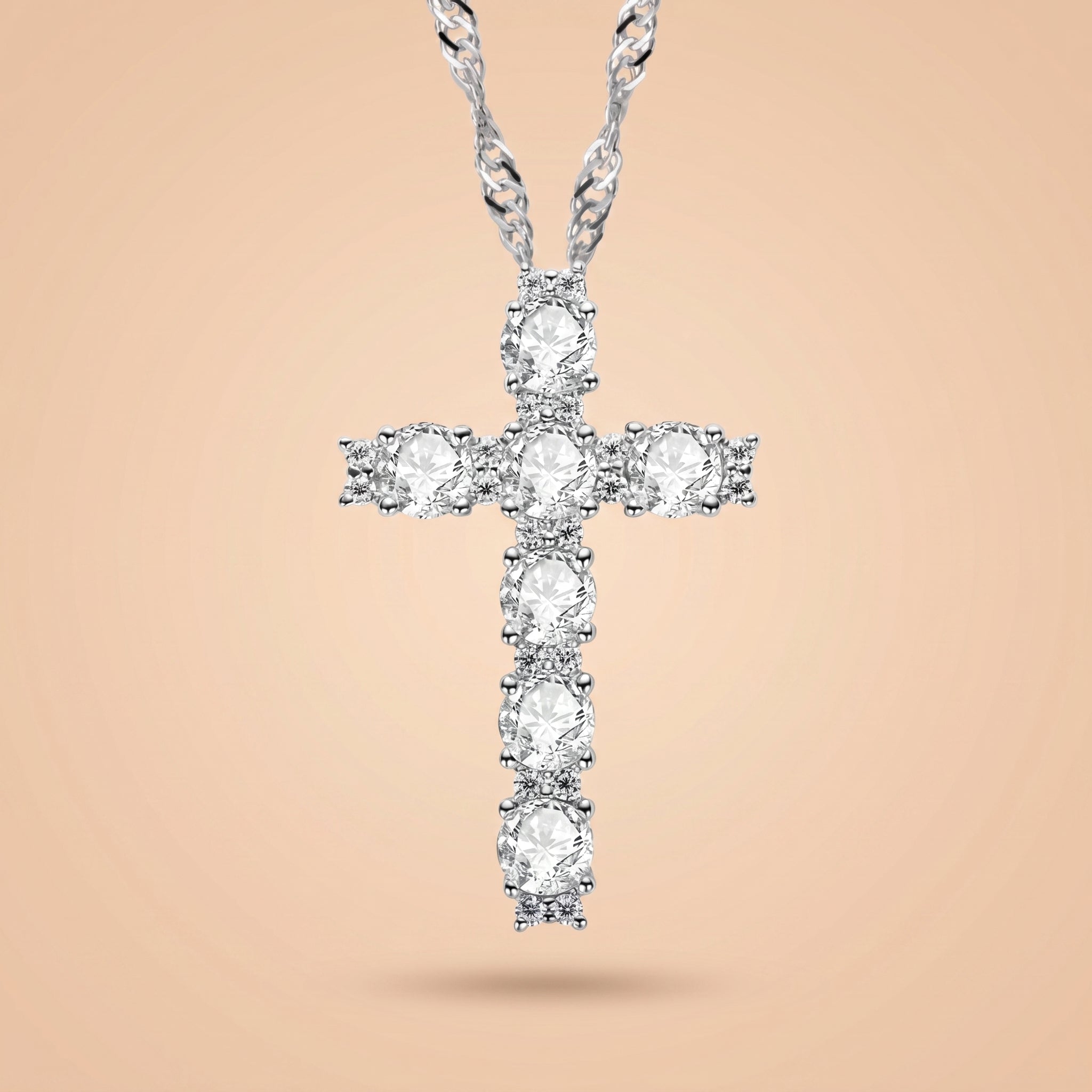 Moissanite Cross Pendant Necklace for Women