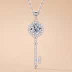 Montore 1 CT D Color Moissanite Key Pendant Necklace for Women