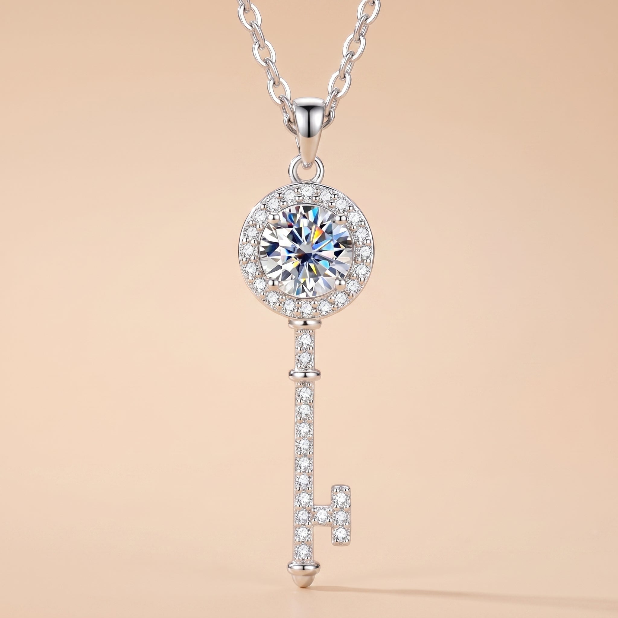 Moissanite Key Pendant Necklace Necklace for Women