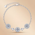 Moissanite Love Heart Sterling Silver Adjustable Bracelet