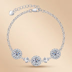 Moissanite Love Heart Sterling Silver Adjustable Bracelet