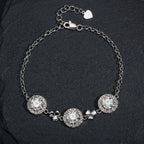 Moissanite Love Heart Sterling Silver Adjustable Bracelet