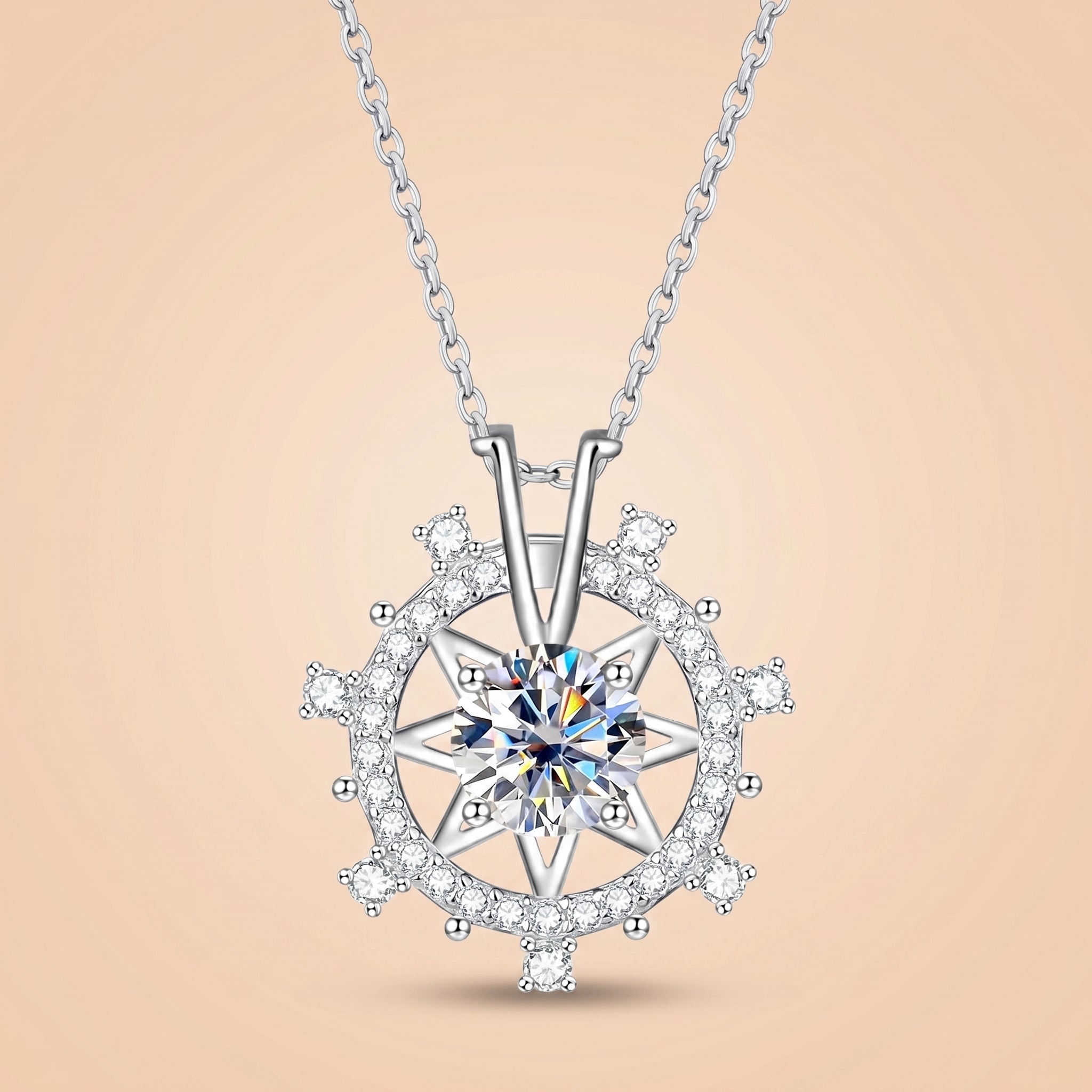 Moissanite Rudder Pendant Necklace for Women