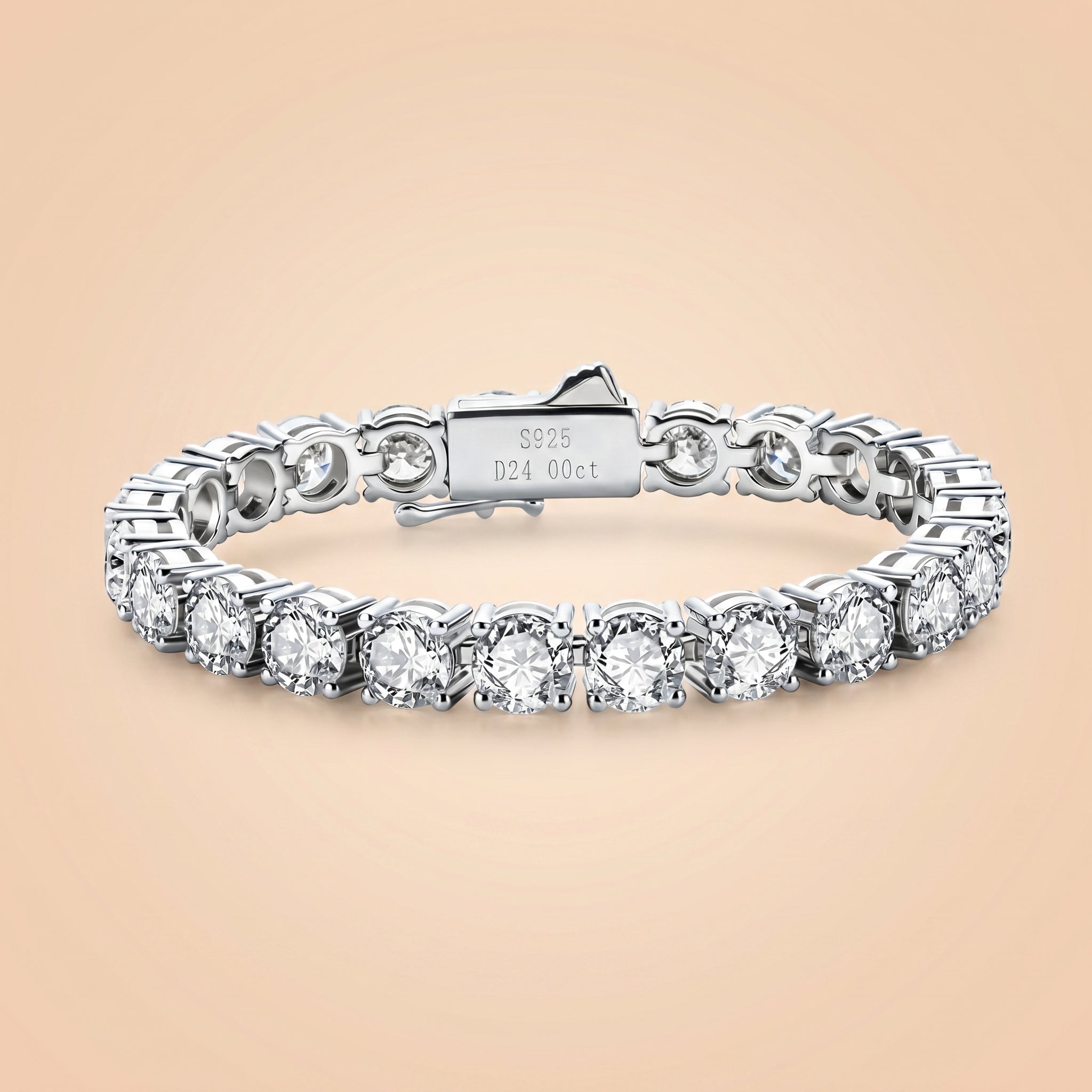 Round Cut Sterling Silver Moissanite Tennis Bracelet (32 Ct. Tw)