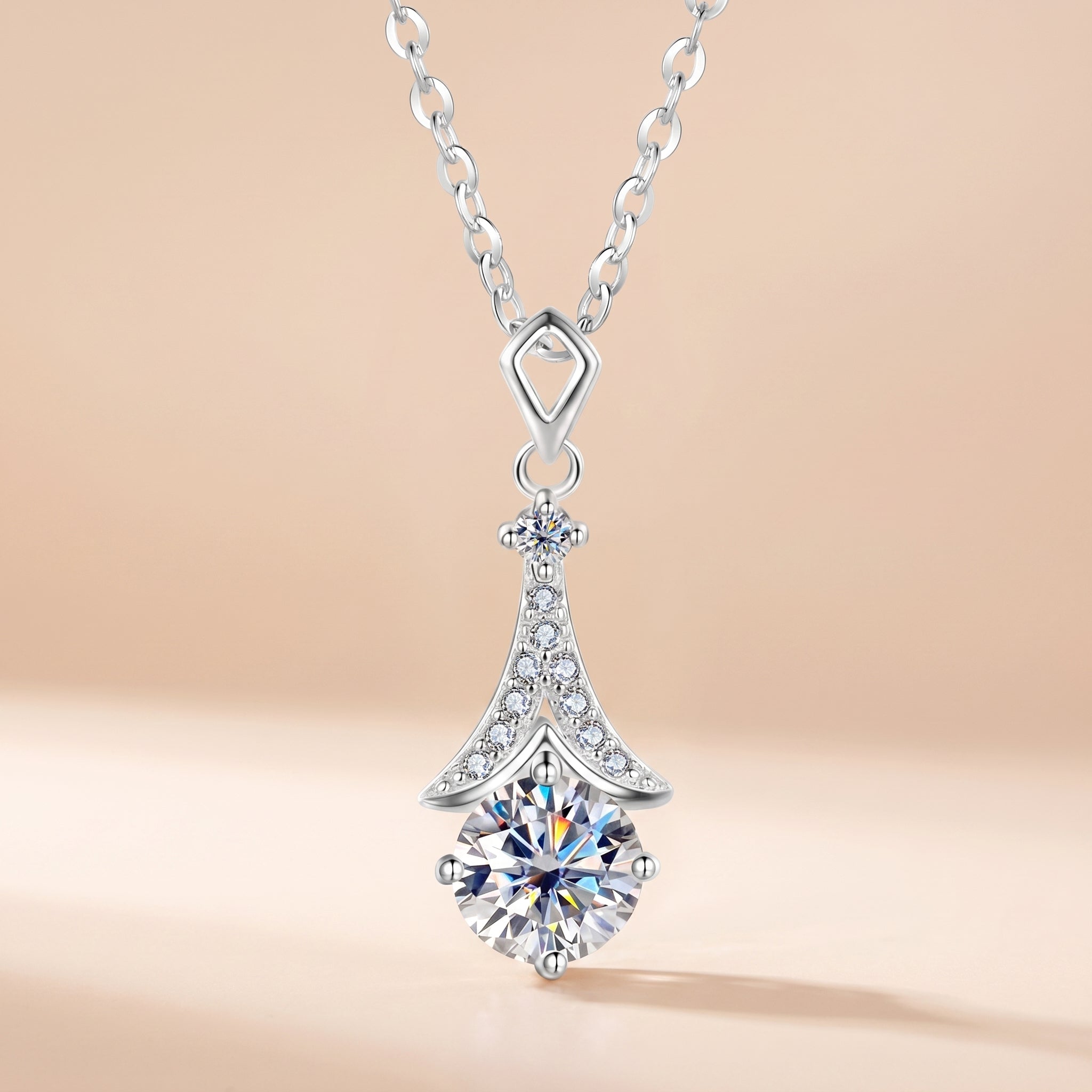 Moissanite Spire Pendant Necklace for Women