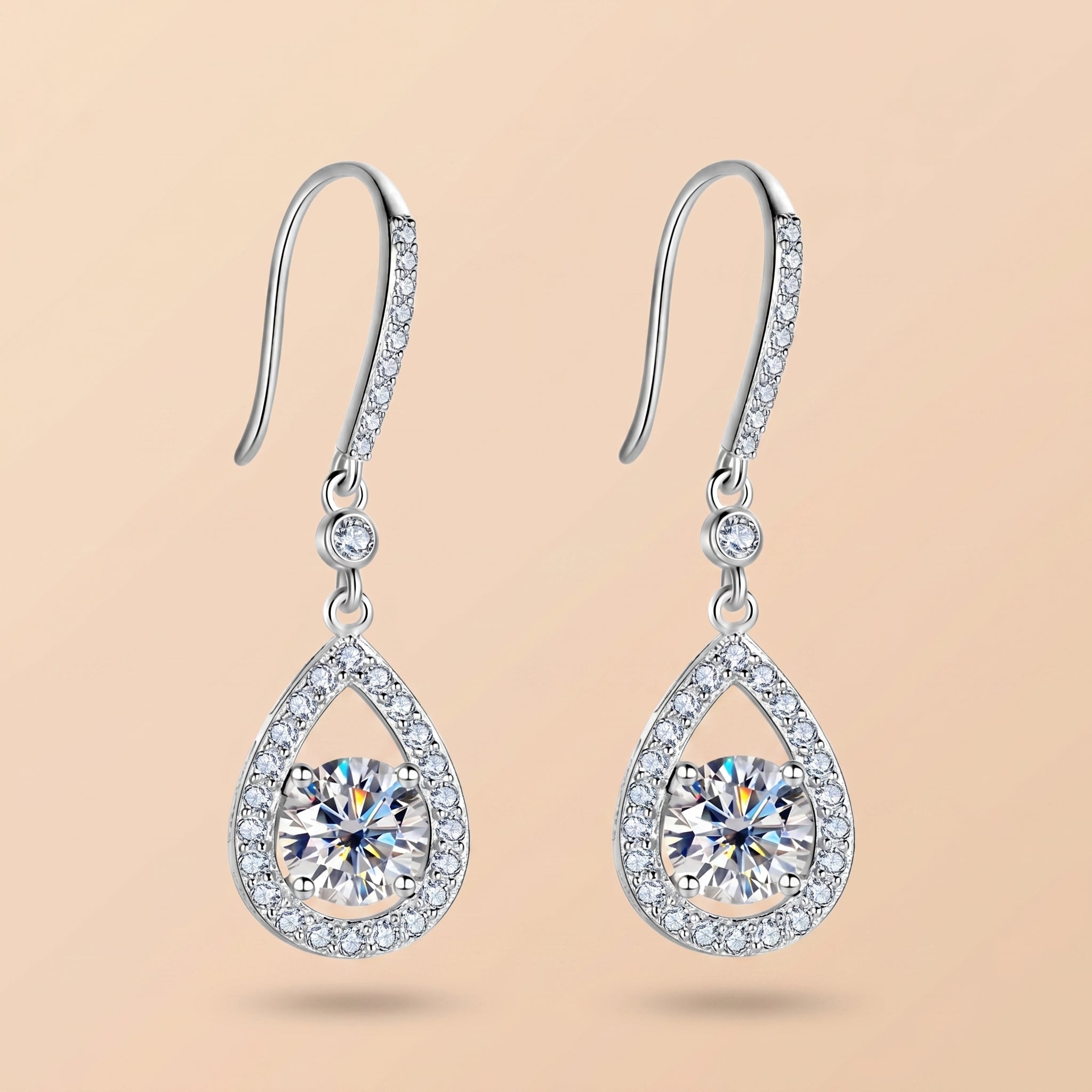 Moissanite Teardrop Dangle Earrings (1ct*2) for Women