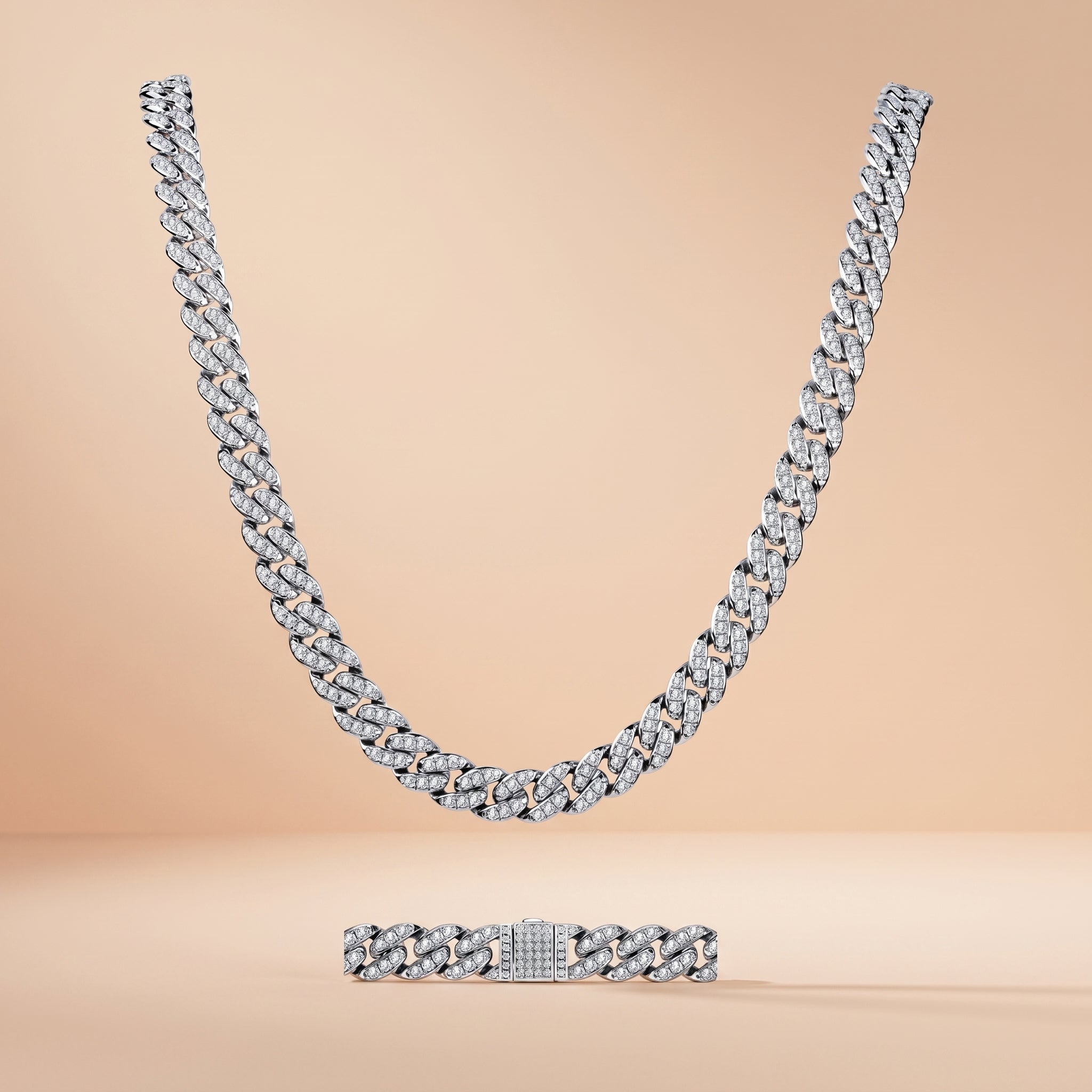 Moissanite Twisted Cuban Chain Necklace for Women