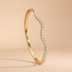 Montore D Color VVS1 Moissanite Wave Shape Bangle Bracelet