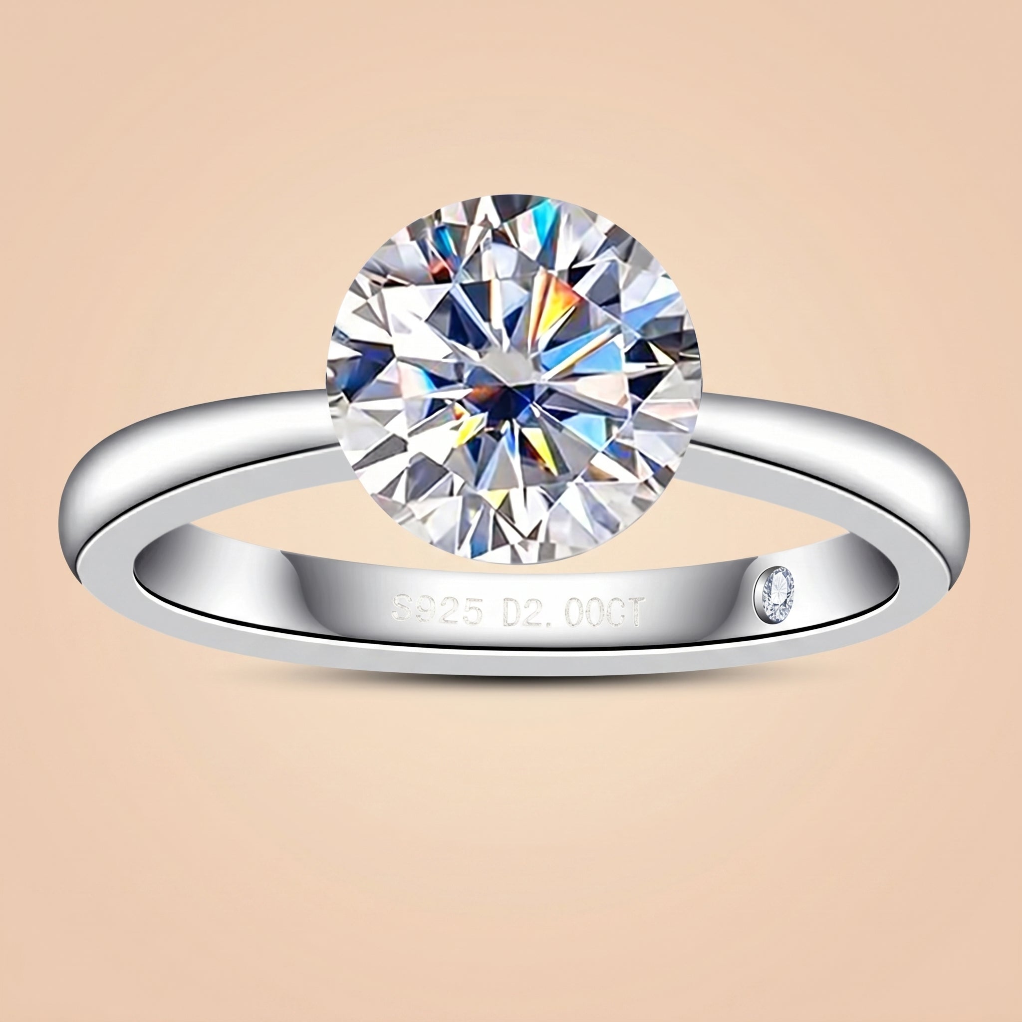 Round Cut Invisible Setting Moissanite Engagement Ring (3 ct) for Women