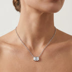 Montore 1 CT  Emerald Cut Moissanite Pendant Necklace for Women