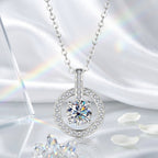 Montore 3 CT D Color Moissanite Halo Pendant Necklace