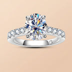 Oval Cut Pavé Moissanite Engagement Ring 2CT Silver