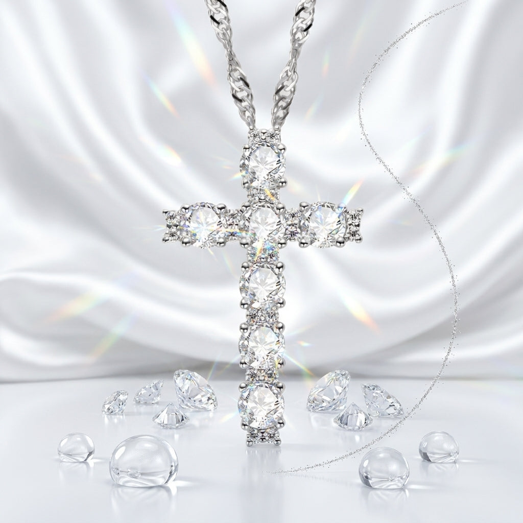 Montore 2.2 CTTW Moissanite Cross Pendant Necklace