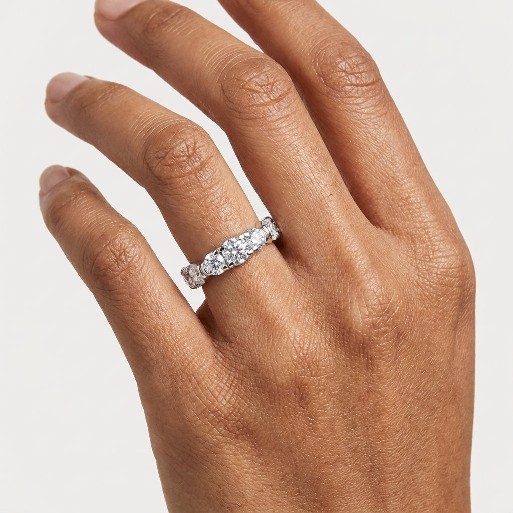 Montore VVS1 D Color Moissanite Eternity Ring – 925 Sterling Silver with 18K Gold Plating model 4

