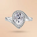 Pear Cut Halo Moissanite Engagement Ring (2.5 ct) for Women