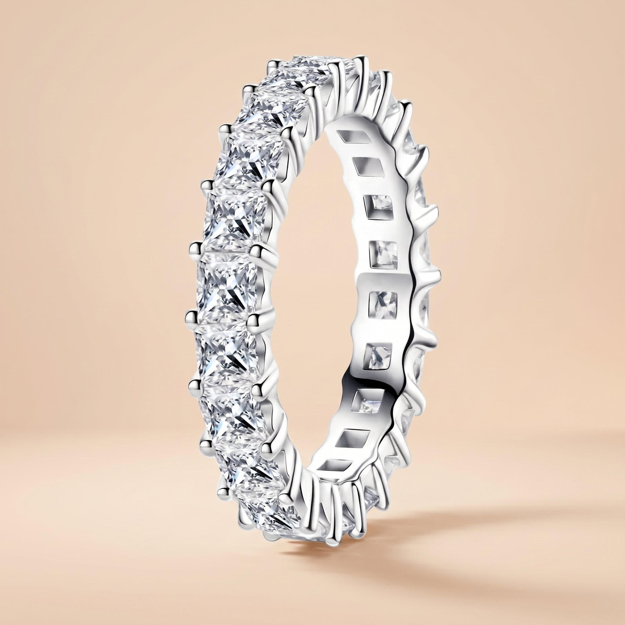 Princess Cut Moissanite Wedding Band 5 cttw 925 Sterling Silver