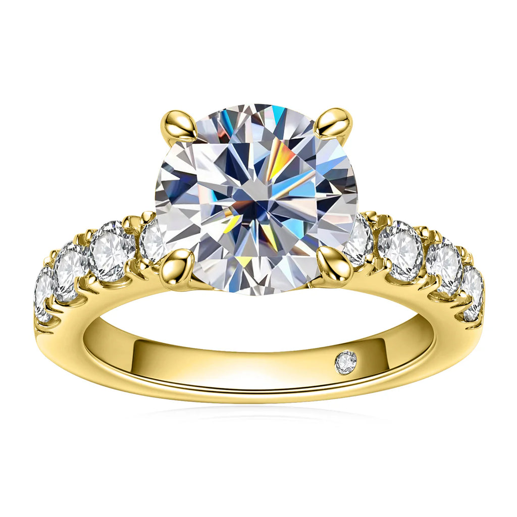 Round Cut Moissanite Bridal Ring Pavé Setting (4.3CTTW)