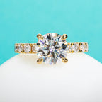 Round Cut Moissanite Bridal Ring Pavé Setting (4.3CTTW)