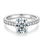 Oval Cut Pavé Moissanite Engagement Ring 2CT Silver
