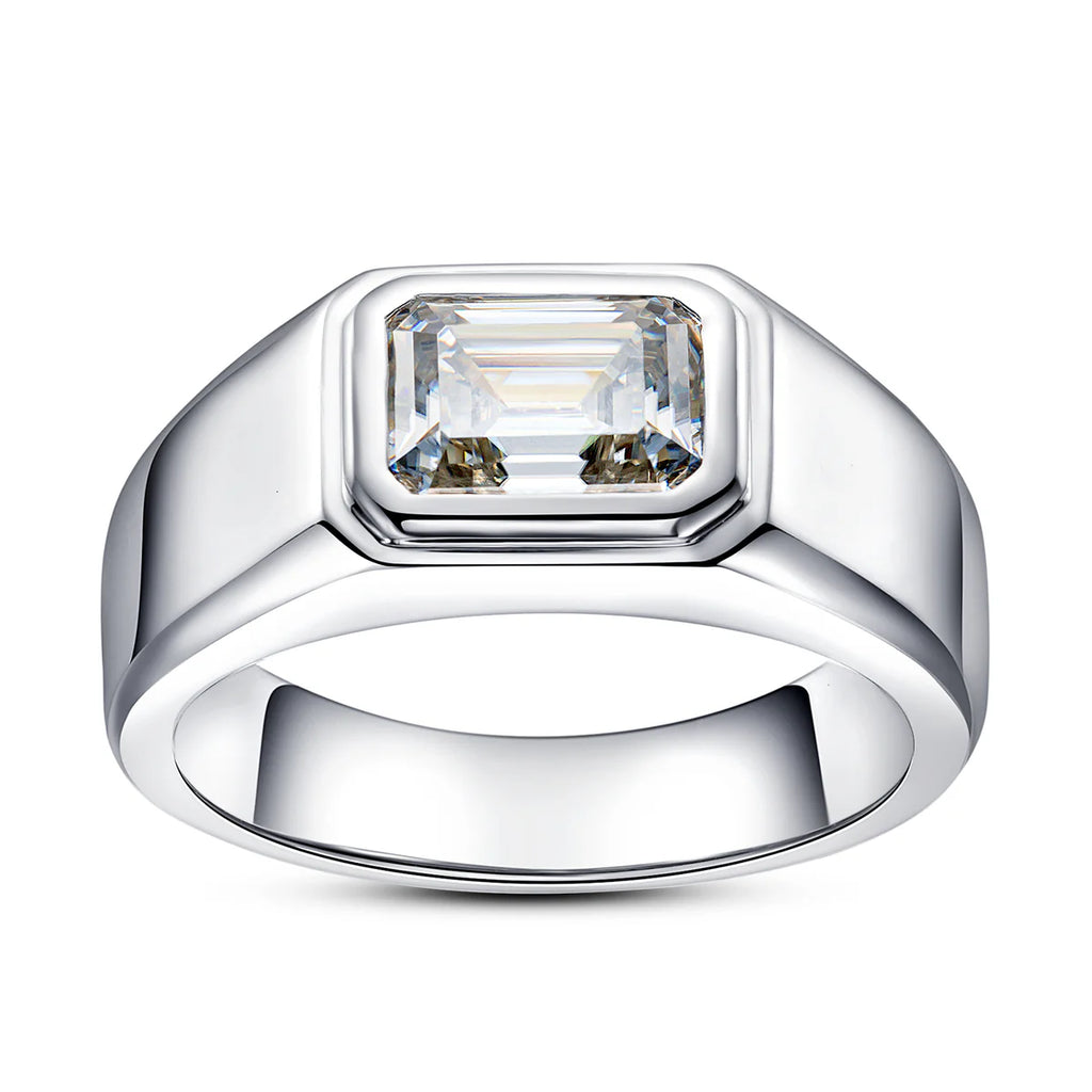 Luxury Men’s Engagement Ring Emerald Cut Moissanite 2CT