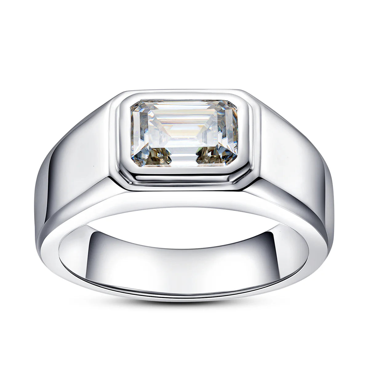 Luxury Men’s Engagement Ring Emerald Cut Moissanite 2CT